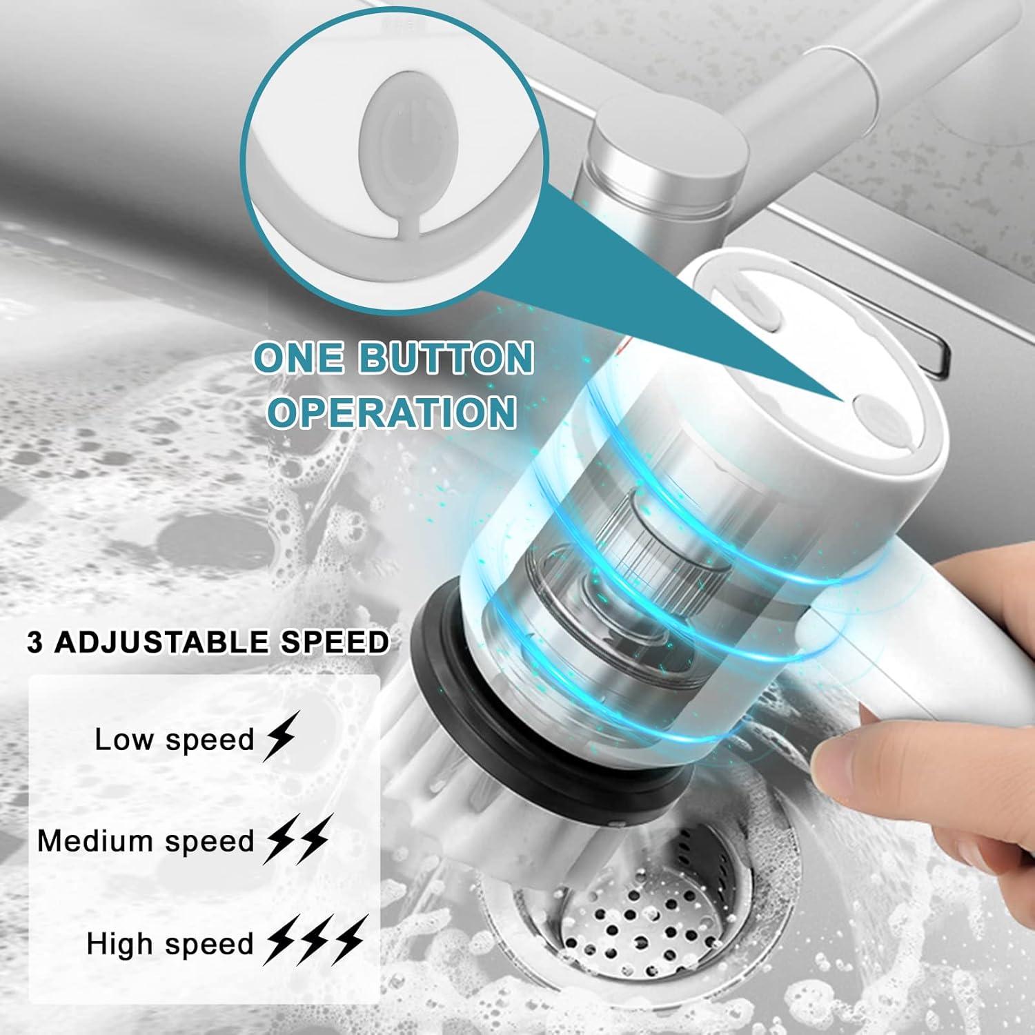 BowLift | Electric Cleaning Brush - Cordless Power Scrubber with Rechargeable Battery for Home, Kitchen, and Bathroom Cleaning