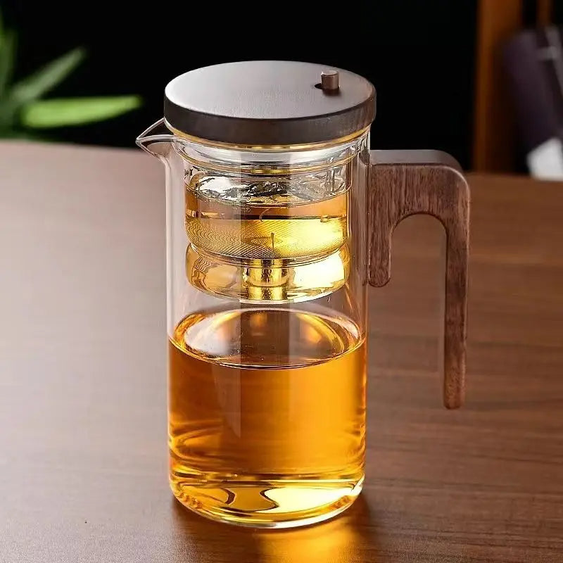BowLift | Glass Tea Brewer with Filter | Borosilicate Glass | Wooden Handle | 520ml / 720ml
