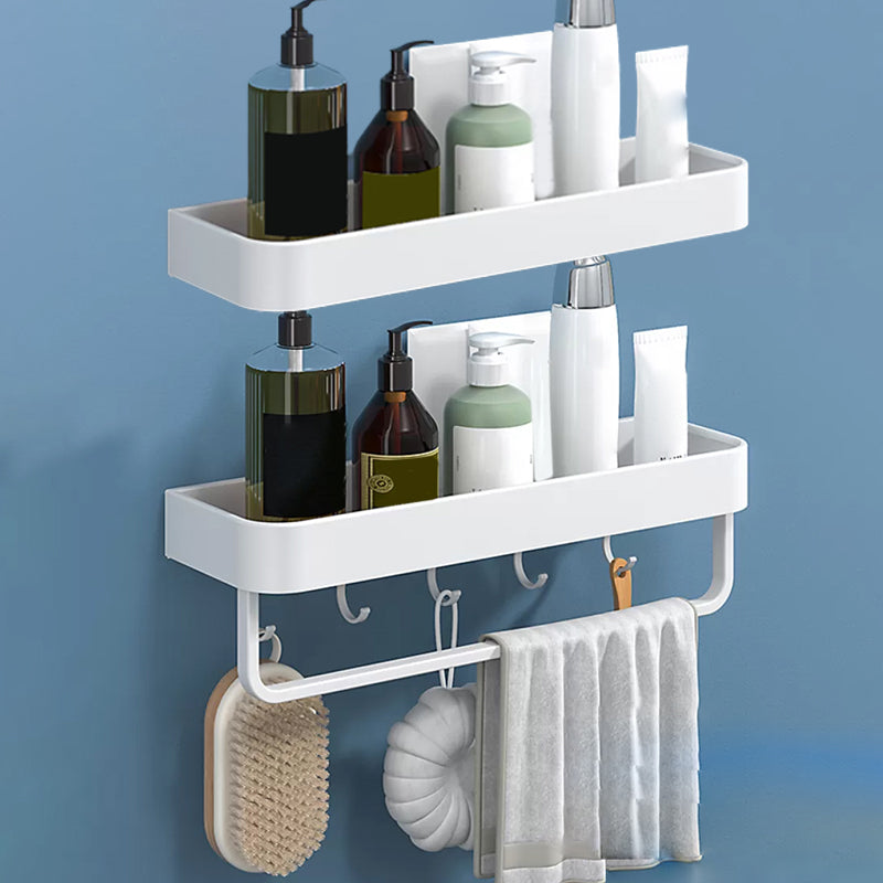 BowLift | White 2-piece Bathroom Hardware Modern Bathroom Accessories Set, Bathroom Shelf