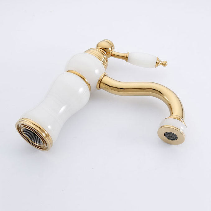 BowLift | Deck Mounted Copper Tub Faucet Low Arc Roman Tub Faucet Set with Jade