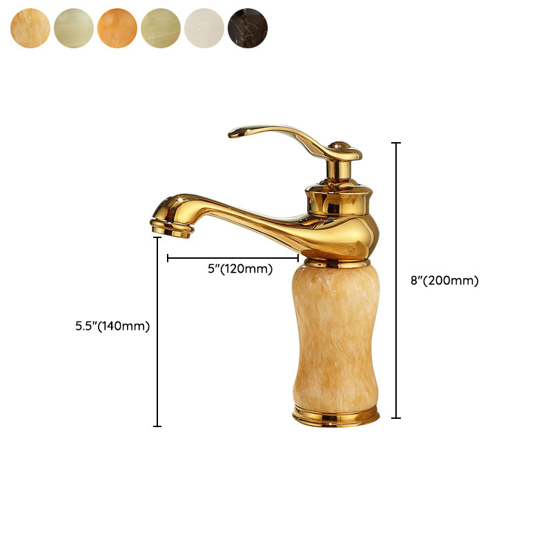 BowLift | Deck Mounted Copper Tub Faucet Low Arc Roman Tub Faucet Set with Jade