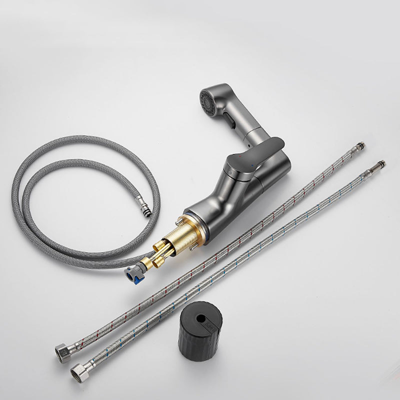 BowLift | Bathroom vessel faucet high arc three-way spout single-handle faucet with pull-out sprayer