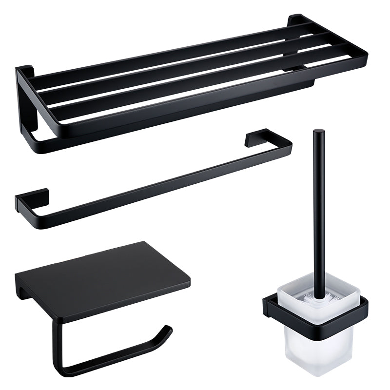 BowLift | Black Bathroom Accessories Hardware Set with Towel Rail and Bath Shelf