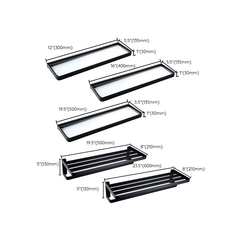 BowLift | Black Bathroom Accessories Hardware Set with Towel Rail and Bath Shelf