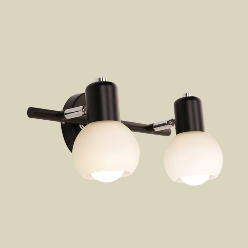 BowLift | Modo Wall Light Minimalist Opal Glass 2/3 Bulb Office Wall Mounted Lamp in Black with Linear Design