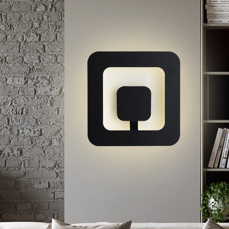 BowLift | Minimalistic square wall lamp fixture made of iron 7"/9" wide LED bedroom wall lighting ideas in black