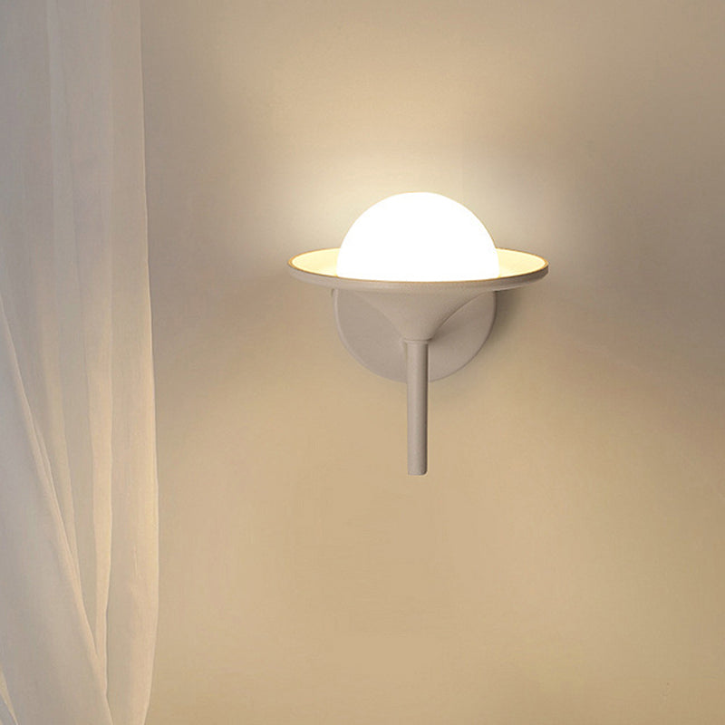 BowLift | White recessed wall lamp modern LED metallic wall-mounted lamp with ball milk glass shade