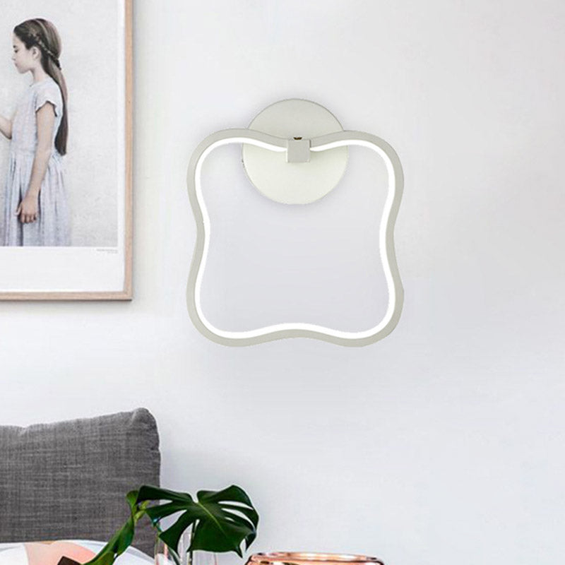 BowLift | White Curved Square Wall Light Minimalist LED Acrylic Wall Light in White/Warm Light