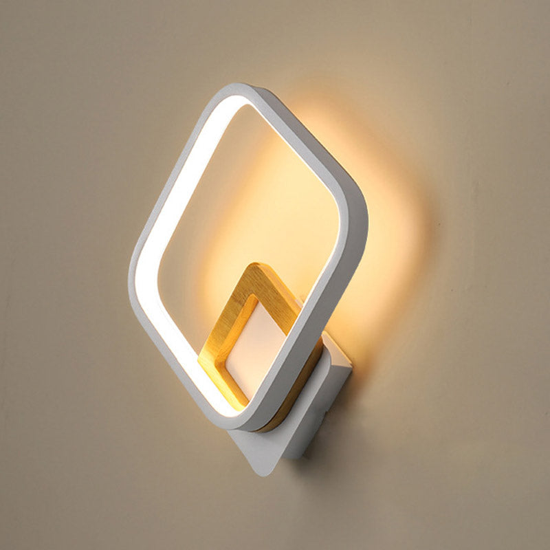 BowLift | White Diamond Wall Light modernist LED Acrylic Wall Lamp with Wood Detail in White/warm Light