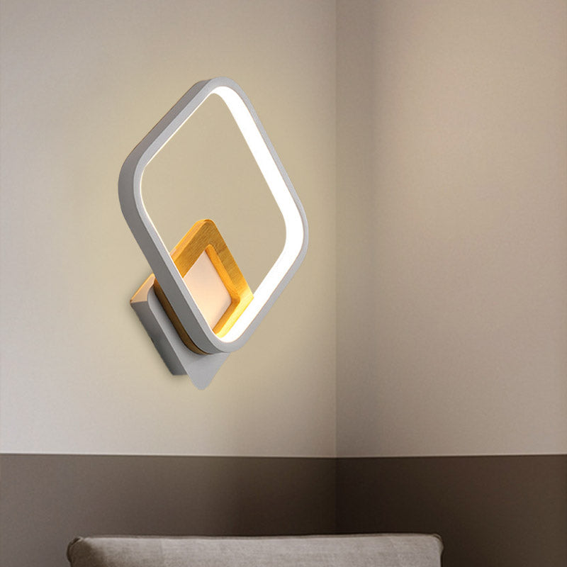 BowLift | White Diamond Wall Light modernist LED Acrylic Wall Lamp with Wood Detail in White/warm Light