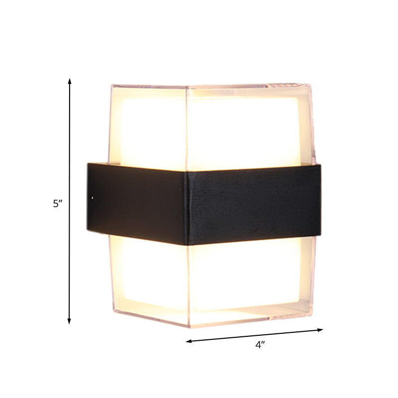 BowLift | White and black cube-shaped wall sculpture modern LED acrylic wall lamp in warm/white light for nightstands