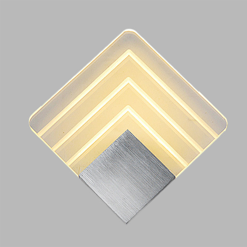 BowLift | Modernism Squared Wall Light Metal 5.5"/8" B LED Corner Wall Light in Black/Silver with Acrylic Shade