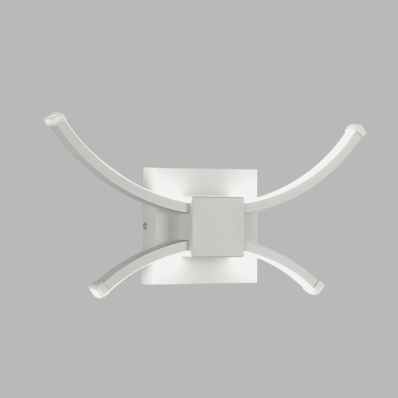 BowLift | White square and curved linear wall lighting modernist LED metal wall-mounted wall lamp in warm/white light