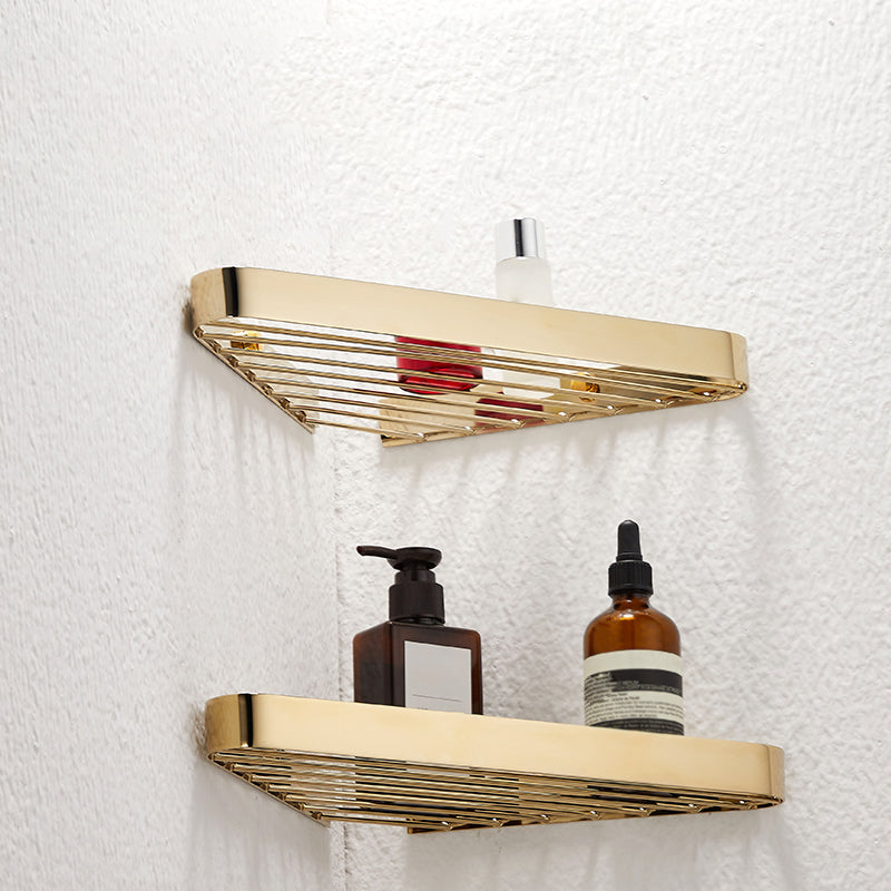 BowLift | 2-piece modern bathroom accessory set, polished chrome/gold, bathroom shelf