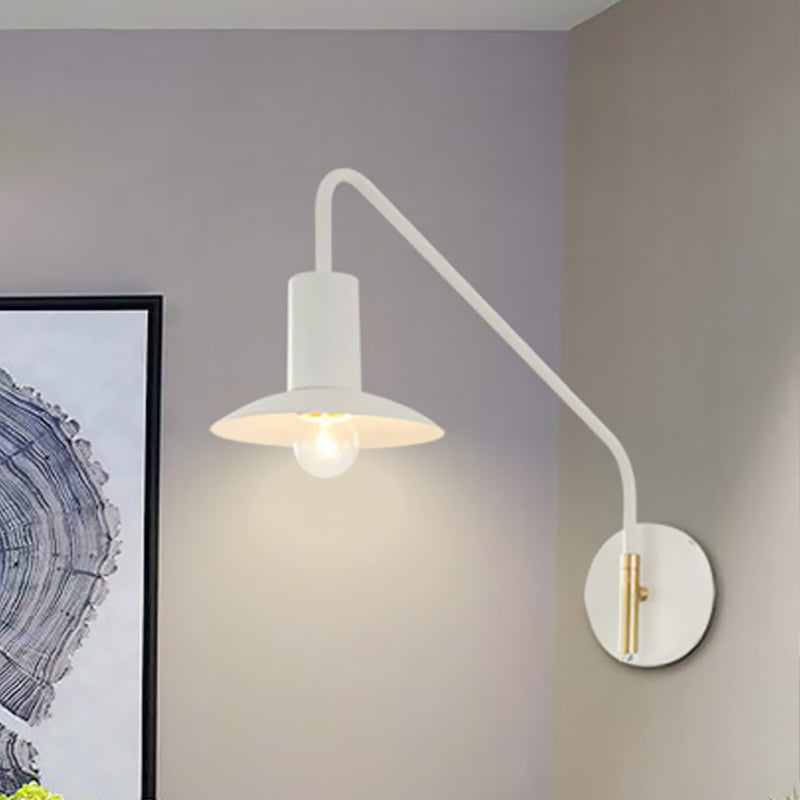 BowLift | Wide Flare Bedroom Wall Lighting Fixture Metallic 1-Light Modernism Wall Light in White