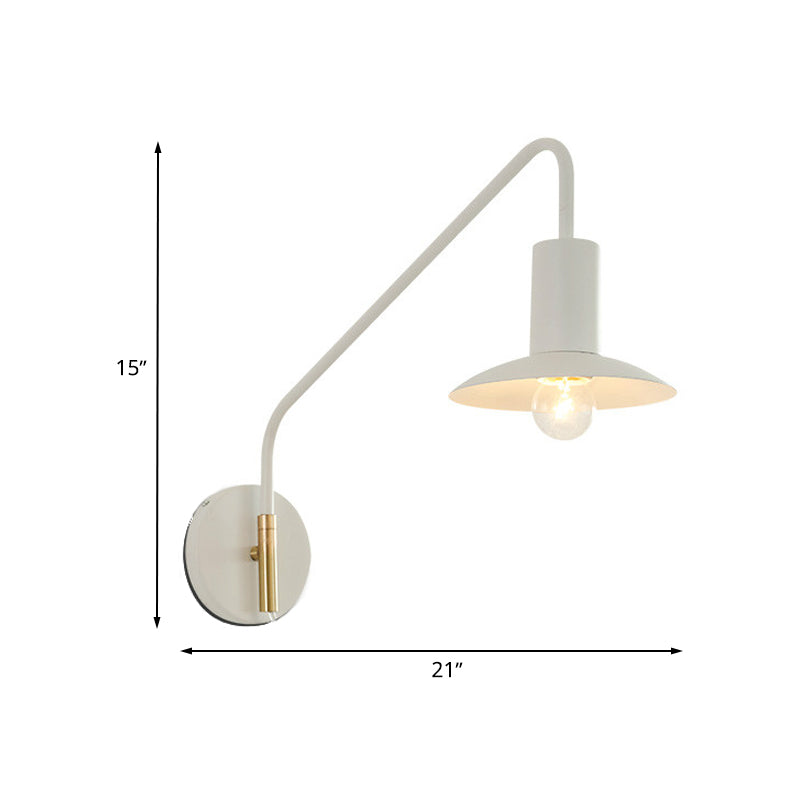 BowLift | Wide Flare Bedroom Wall Lighting Fixture Metallic 1-Light Modernism Wall Light in White
