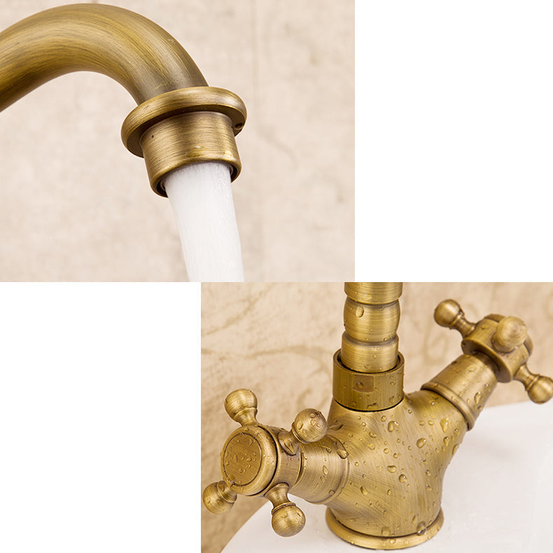 BowLift | Industrial Widespread Bathroom Faucet Cross Handle Medium Sink Faucet