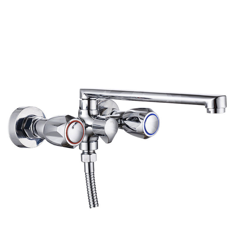 BowLift | Contemporary Bathtub Faucet Trim Chrome Wall-Mounted Swivel Spout with Hand Shower