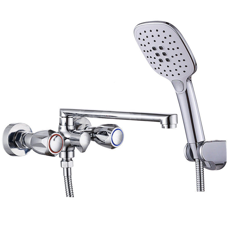 BowLift | Contemporary Bathtub Faucet Trim Chrome Wall-Mounted Swivel Spout with Hand Shower