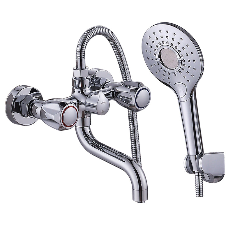 BowLift | Chrome Bathroom Faucet Trim Wall-mounted Swing Faucet with Hand Shower
