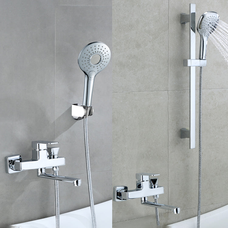 BowLift | Wall Mounted Bathtub Faucet Trim Polished Chrome Swivel Spout with Hand Shower