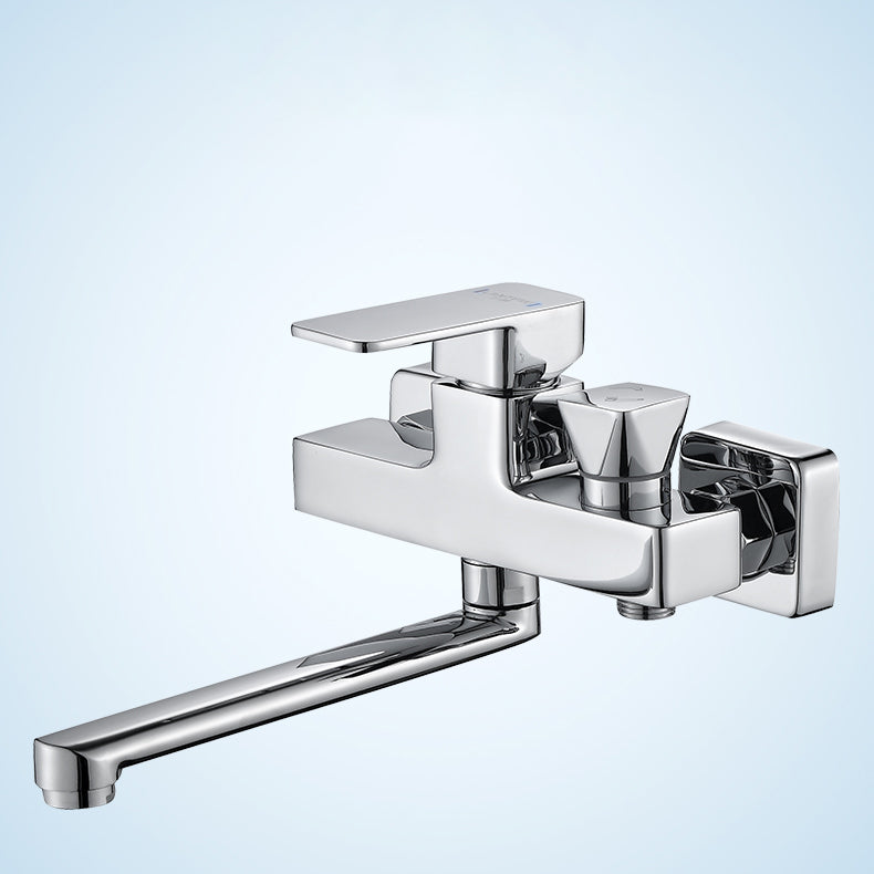 BowLift | Wall Mounted Bathtub Faucet Trim Polished Chrome Swivel Spout with Hand Shower