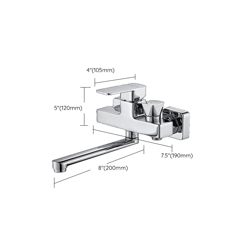 BowLift | Wall Mounted Bathtub Faucet Trim Polished Chrome Swivel Spout with Hand Shower