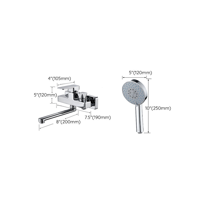 BowLift | Wall Mounted Bathtub Faucet Trim Polished Chrome Swivel Spout with Hand Shower