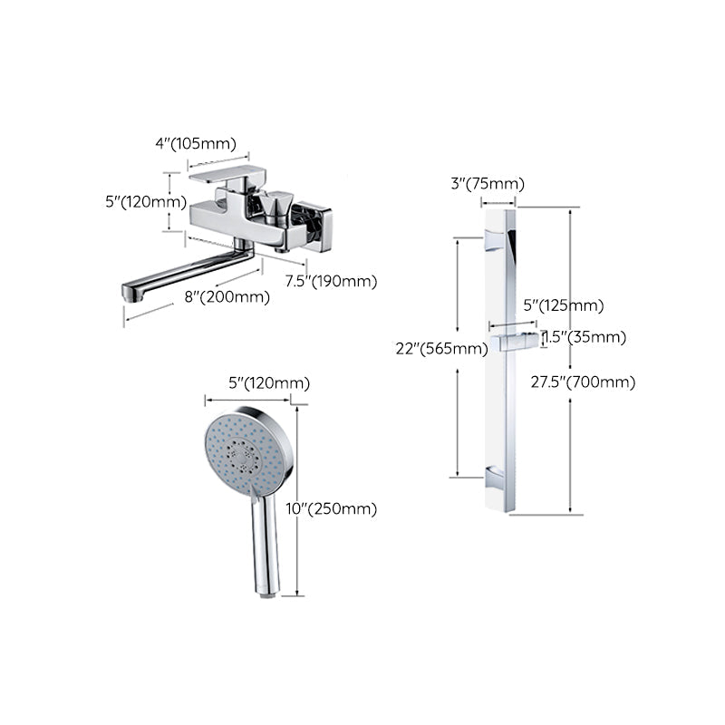 BowLift | Wall Mounted Bathtub Faucet Trim Polished Chrome Swivel Spout with Hand Shower