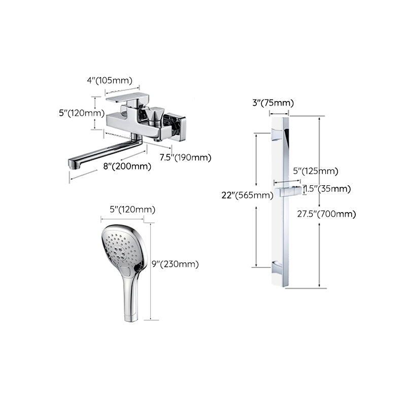 BowLift | Wall Mounted Bathtub Faucet Trim Polished Chrome Swivel Spout with Hand Shower