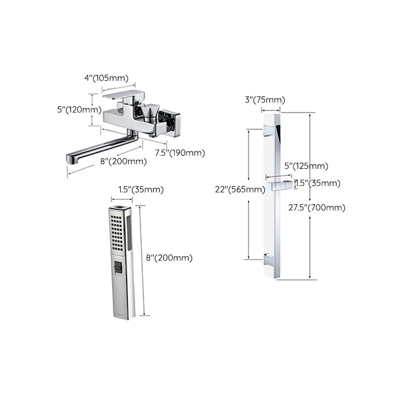 BowLift | Wall Mounted Bathtub Faucet Trim Polished Chrome Swivel Spout with Hand Shower
