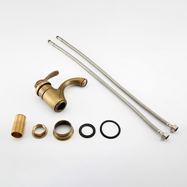 BowLift | Brass Bathroom Vessel Sink Faucet Single Handle Round Basin Faucet with Water Hose