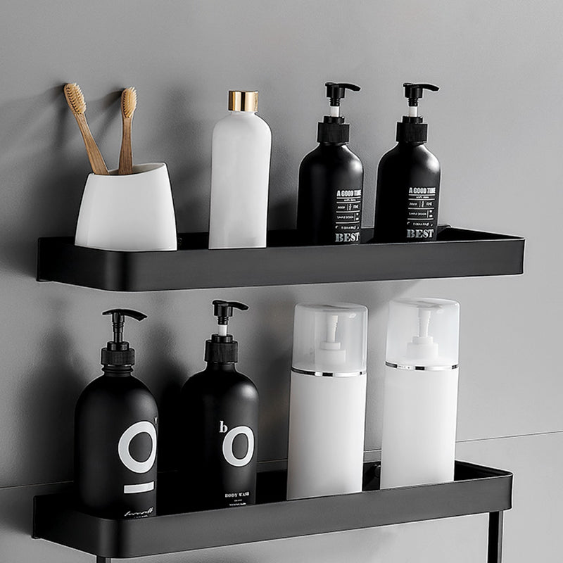 BowLift | Matt Black Bathroom Set Modern 1/2 - Piece Stainless Steel Bathroom Shelf