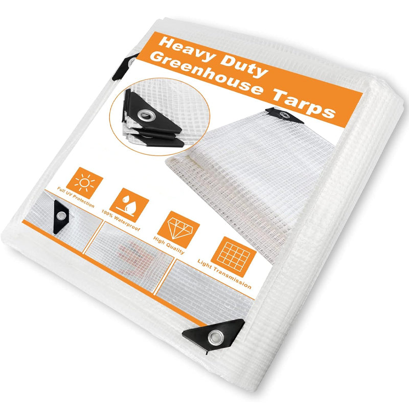 BowLift | 16 Mil Waterproof Poly Clear Tarp 16x20 ft Greenhouse Plastic Tarp Heavy Duty Tarp with Grommets