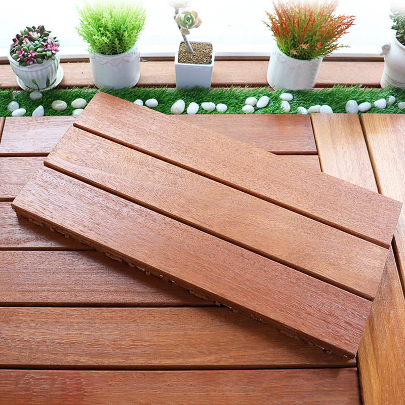 BowLift | Classic wooden deck tiles connecting composite patio tiles