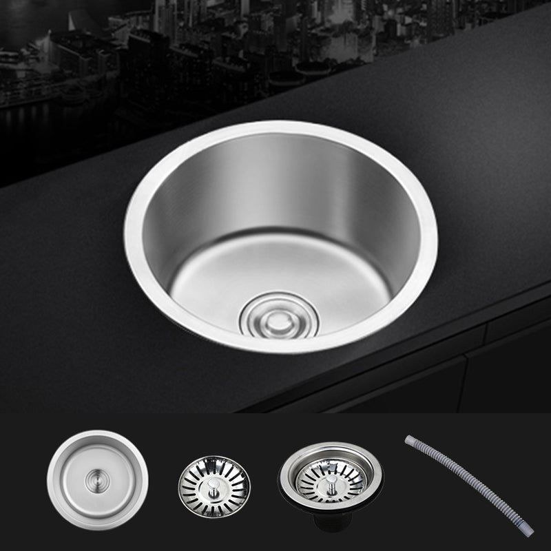 BowLift | Contemporary Single Bowl Kitchen Sink Round Stainless Steel Sink with Drain Strainer Set