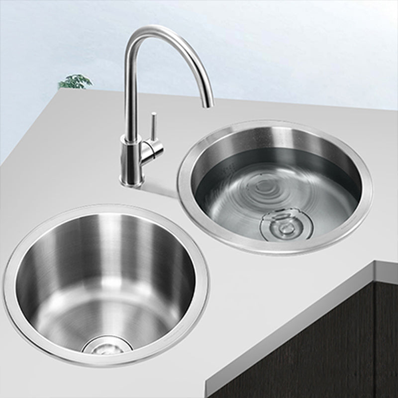 BowLift | Contemporary Single Bowl Kitchen Sink Round Stainless Steel Sink with Drain Strainer Set