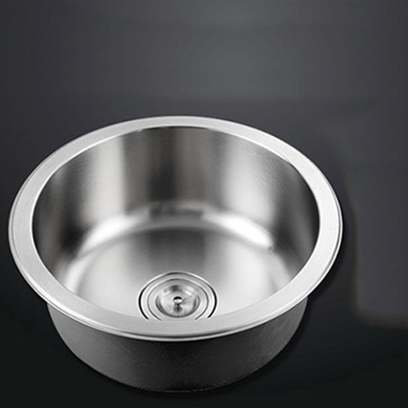 BowLift | Contemporary Single Bowl Kitchen Sink Round Stainless Steel Sink with Drain Strainer Set