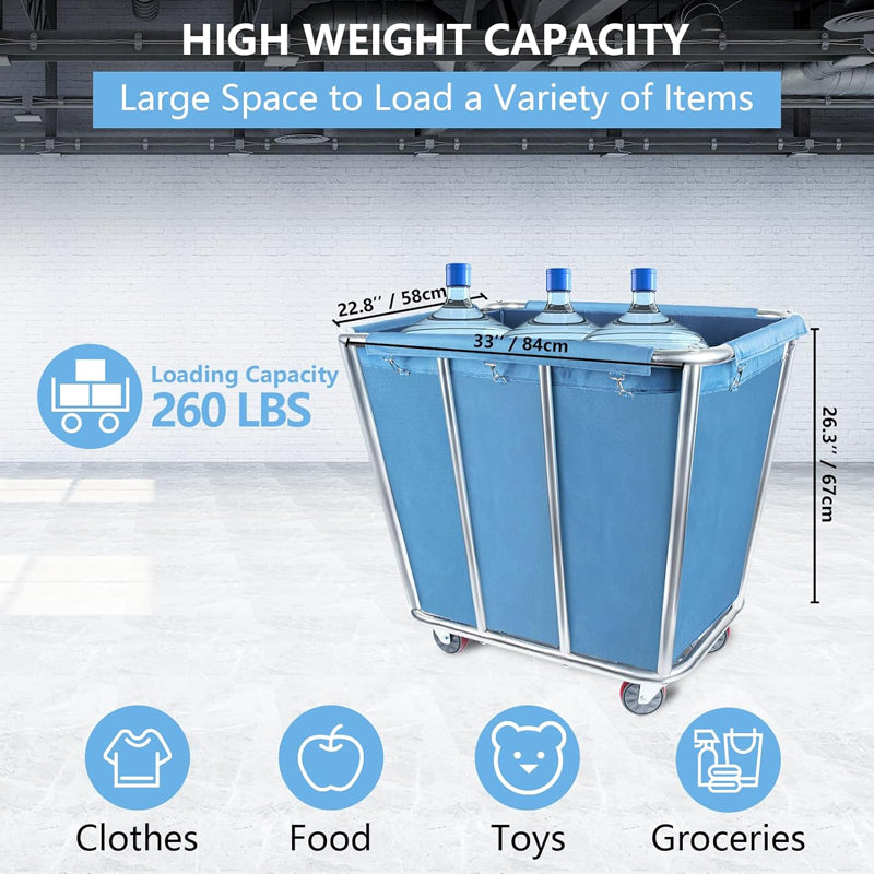 BowLift | 10 Bushel / 350L Basket Truck 260 lbs Weight Capacity Commercial Laundry Cart Rolling Laundry Cart