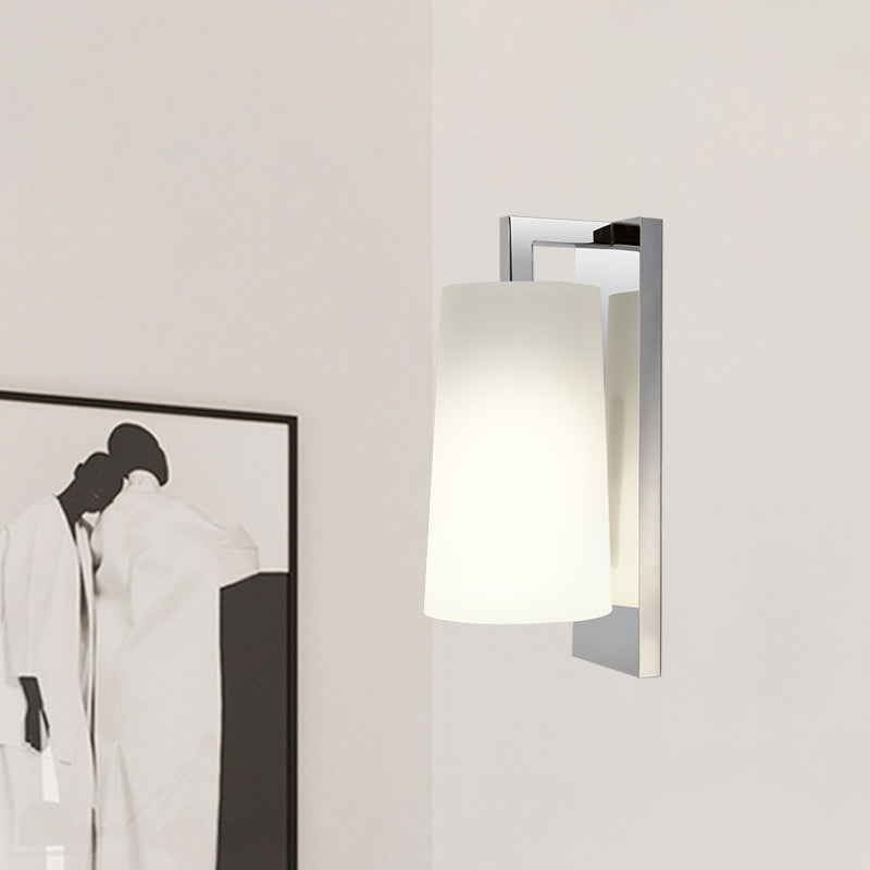 BowLift | Fabric Tapering Wall Lighting Simplicity 1 Head White Wall Lamp Ideas with Chrome Arm