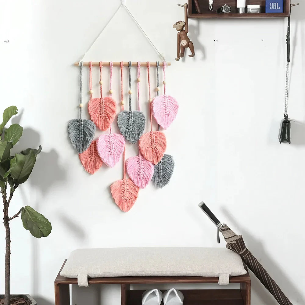 BowLift | Handwoven Cotton Rope Leaf Wall Hanging Tapestry