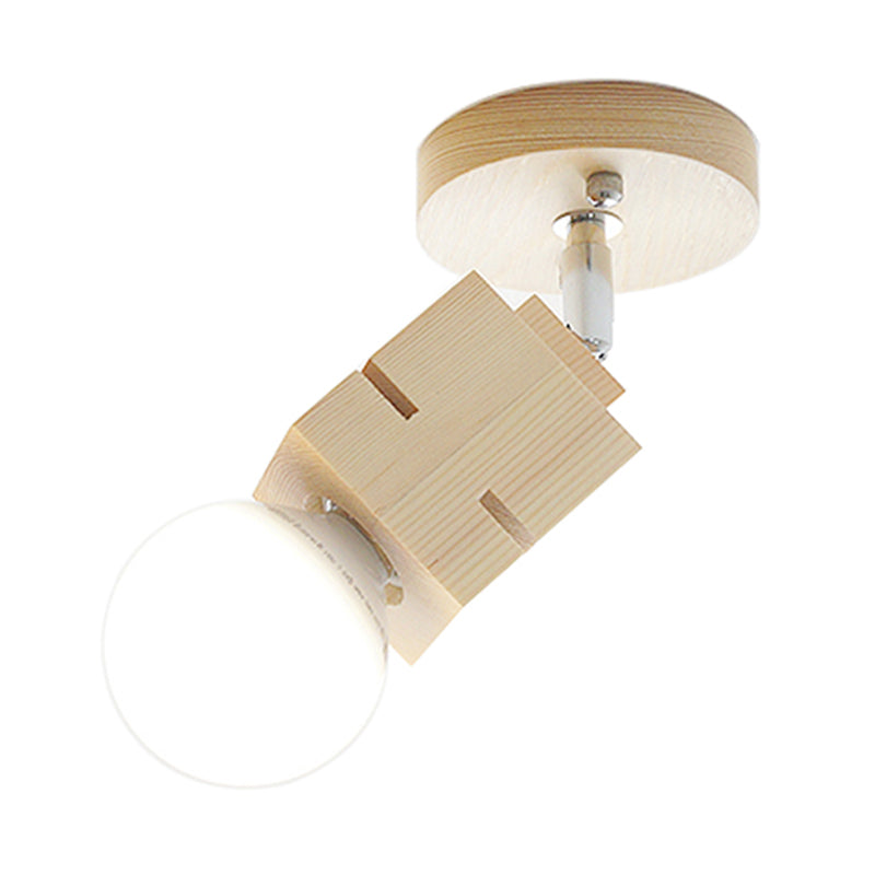 BowLift | Bare Bulb Wall Lamp Sconces Modernist Wood 1 Head Bedroom Rotatable Wall Mounted Light