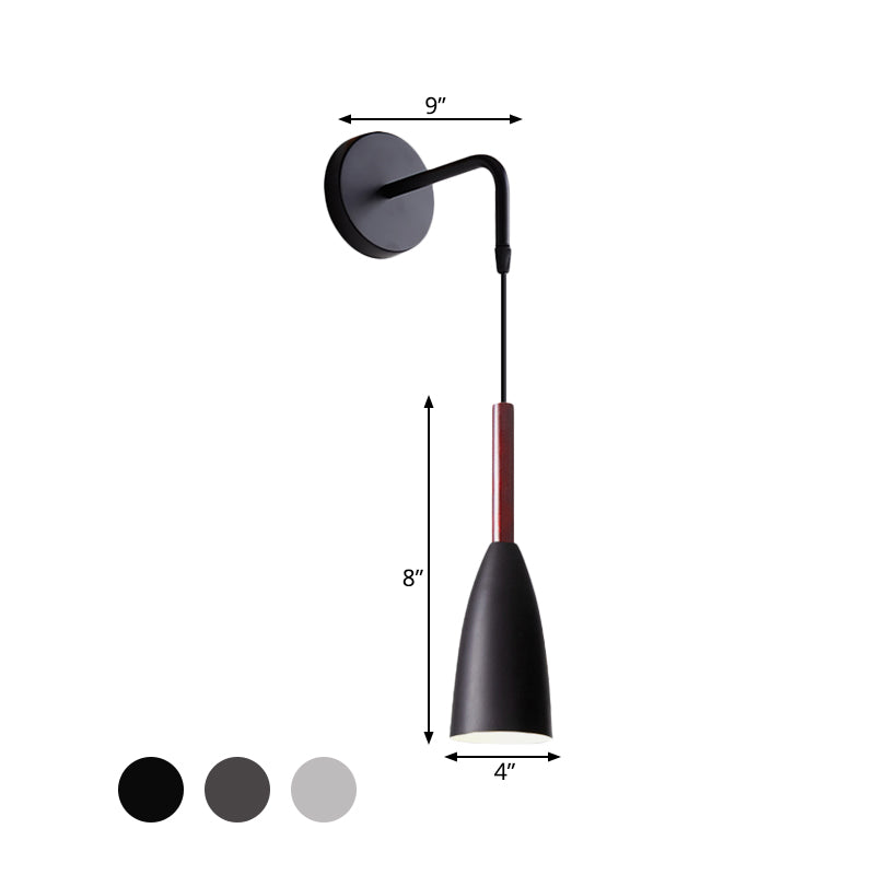 BowLift | Bullet Shape Wall Mounted Pendant Lamp Modern Iron 1 Light Sconce Fixture in Black/White/Grey for Bedside
