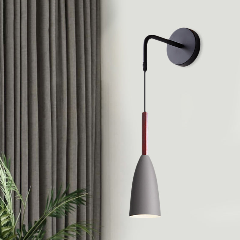 BowLift | Bullet Shape Wall Mounted Pendant Lamp Modern Iron 1 Light Sconce Fixture in Black/White/Grey for Bedside