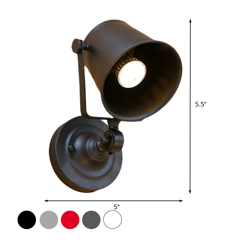 BowLift | Antique Style Bucket Wall Lamp Sconces 1 Light Iron Adjustable Wall Mounted Light in Black/Grey for Outdoor