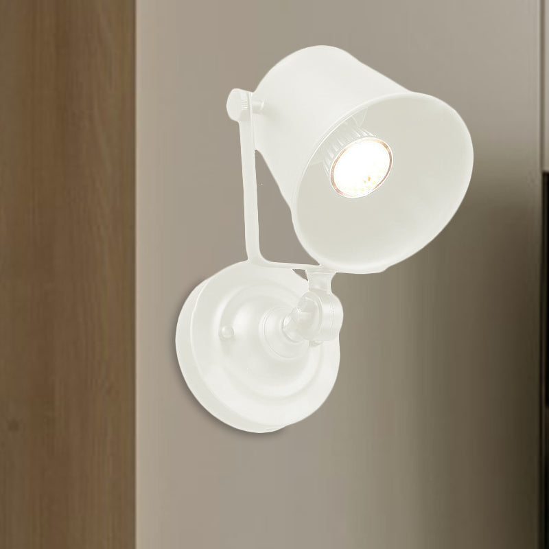 BowLift | Antique Style Bucket Wall Lamp Sconces 1 Light Iron Adjustable Wall Mounted Light in Black/Grey for Outdoor