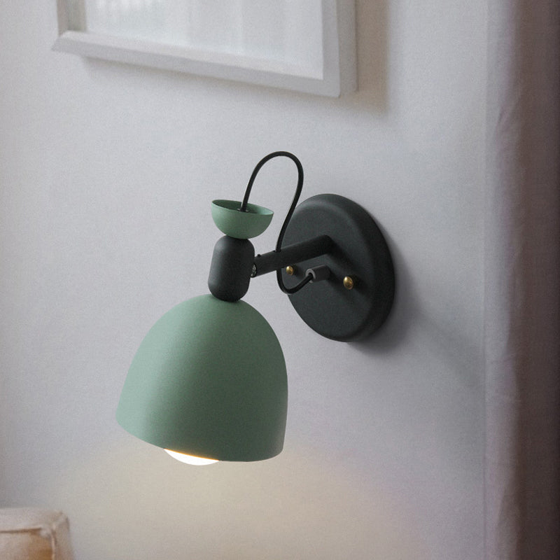 BowLift | 1 Light Wall Lamp Nordic Style Dome Shade Metal Wall Lamp in Black/White for Bedroom