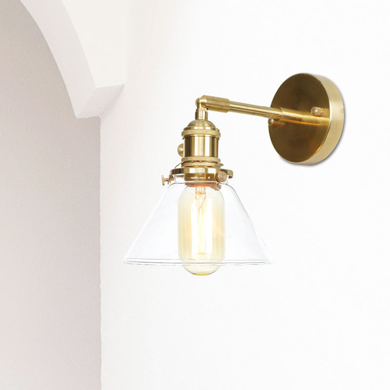 BowLift | Cone wall lamp 1 light clear glass rustic antique wall lighting for bedroom