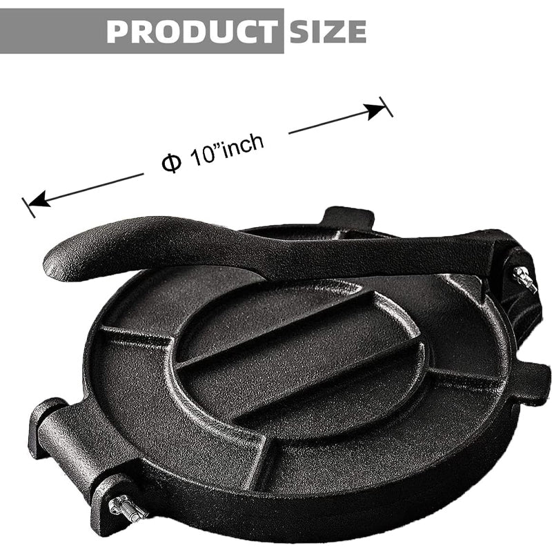 BowLift | 10 Inch Tortilla Press Cast Iron Tortilla Maker Taco Press with Parchment Paper Dough Maker