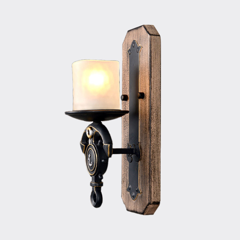 BowLift | Black Cylinder Wall Lamp Industrial Frosted Glass 1/2 Light Dining Room Wall Light with Anchor Design